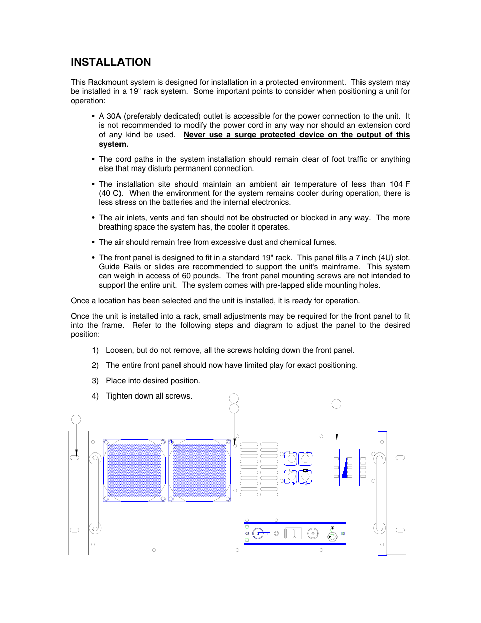 Installation, Figure 6: front panel adjustment, Page 15 | F(40 | Clary CMN2000IPA User Manual | Page 15 / 23