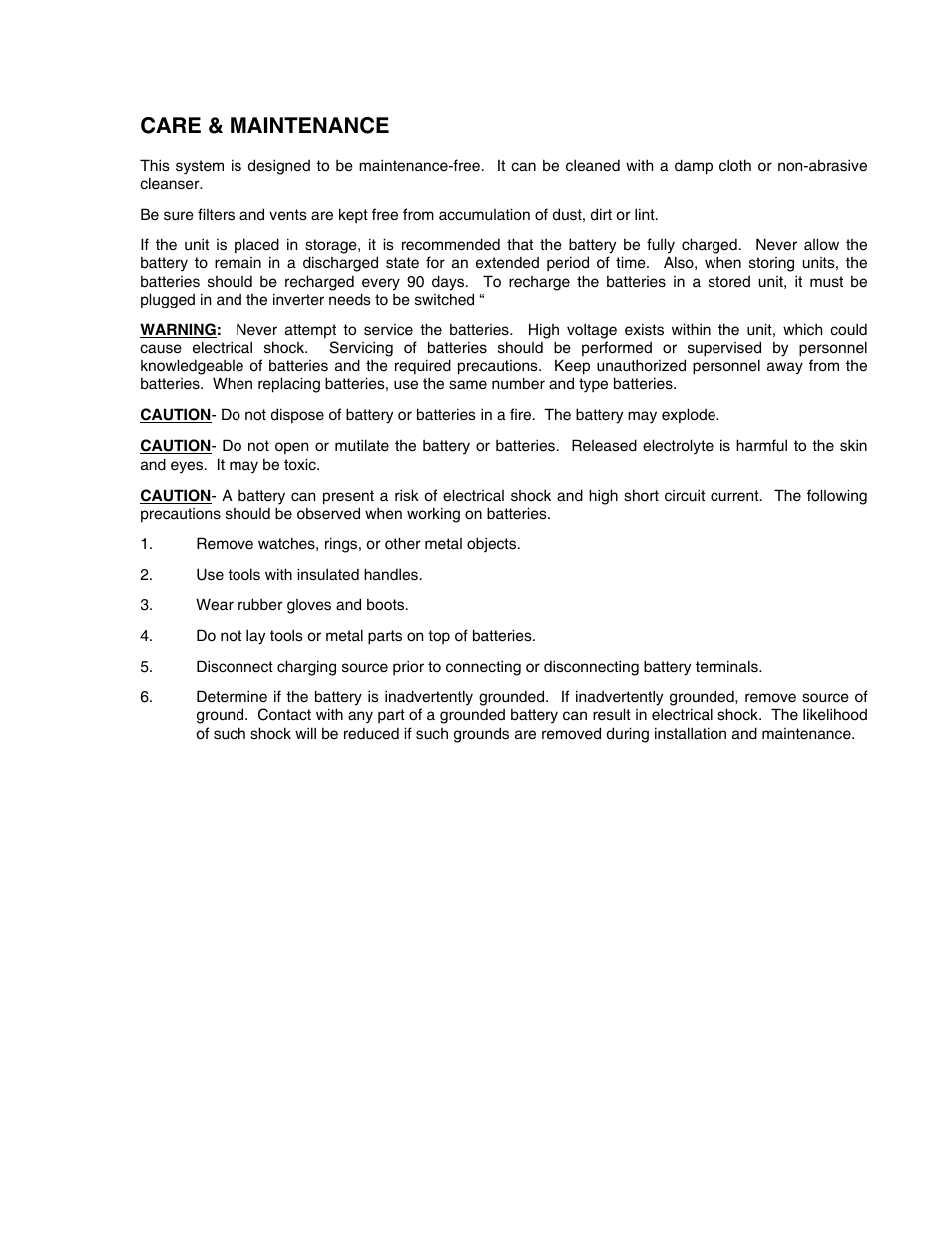 Care & maintenance | Clary CMN2000IPA User Manual | Page 20 / 23