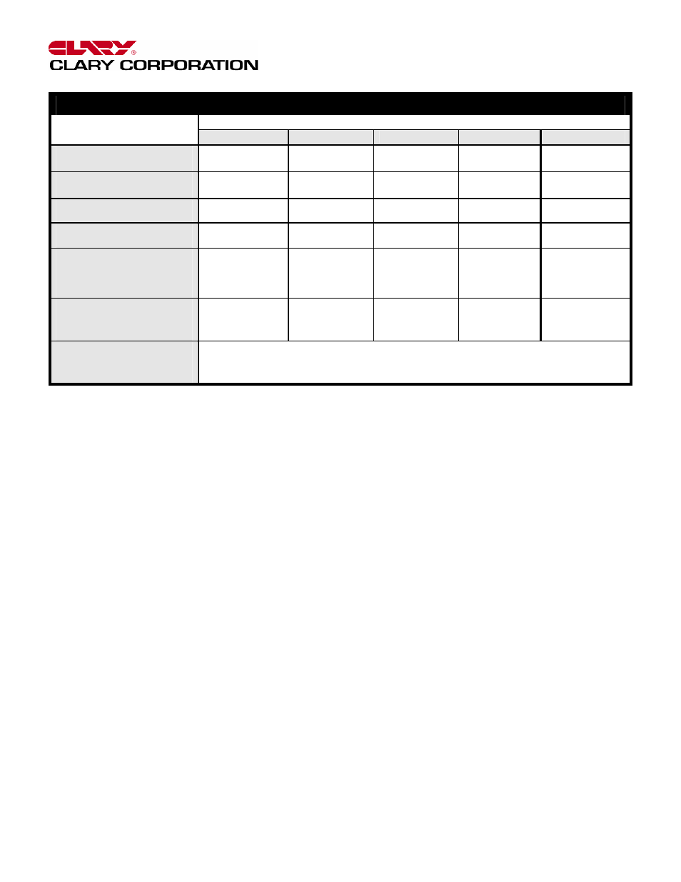 Model selection guide | Clary CT Series User Manual | Page 15 / 18