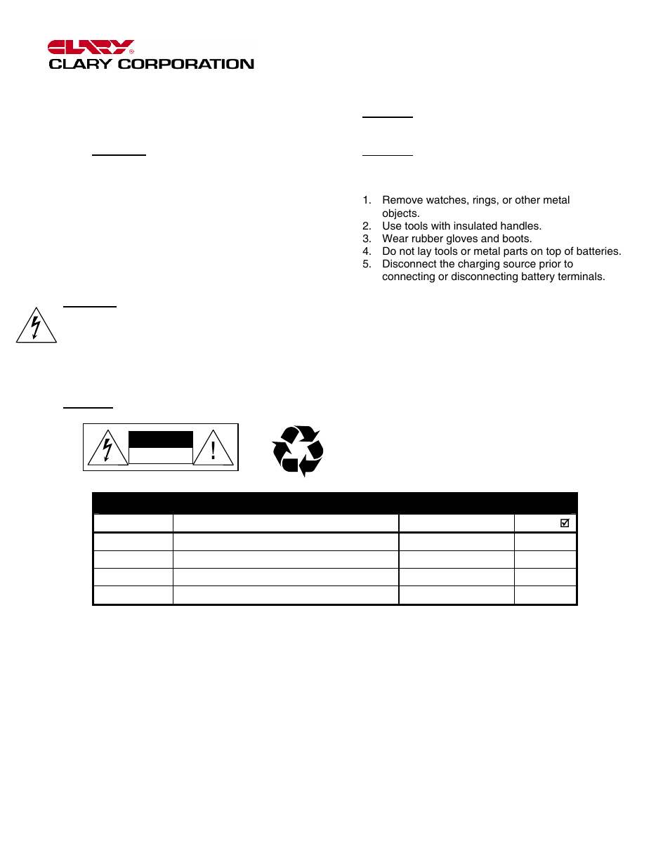 Care and maintenance | Clary CT Series User Manual | Page 16 / 18