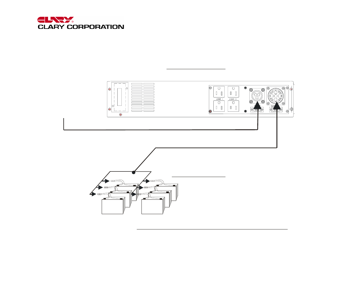 Simplified system interconnect, Dt1000r(et) ups battery bank, Dc in ac in | Clary DT Series ET User Manual | Page 5 / 16