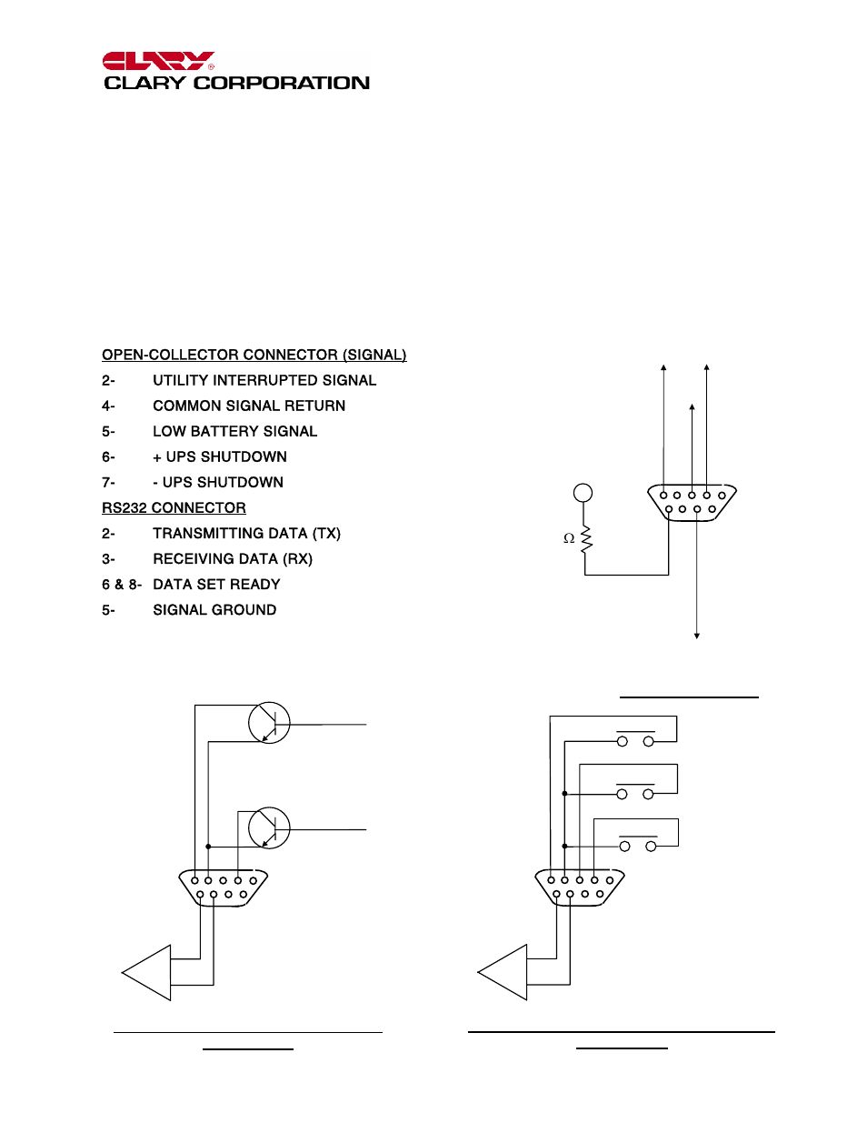 Signals and interfacing | Clary GT Series User Manual | Page 14 / 19