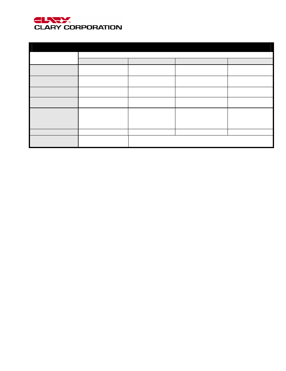 Model selection guide | Clary GT Series User Manual | Page 16 / 19