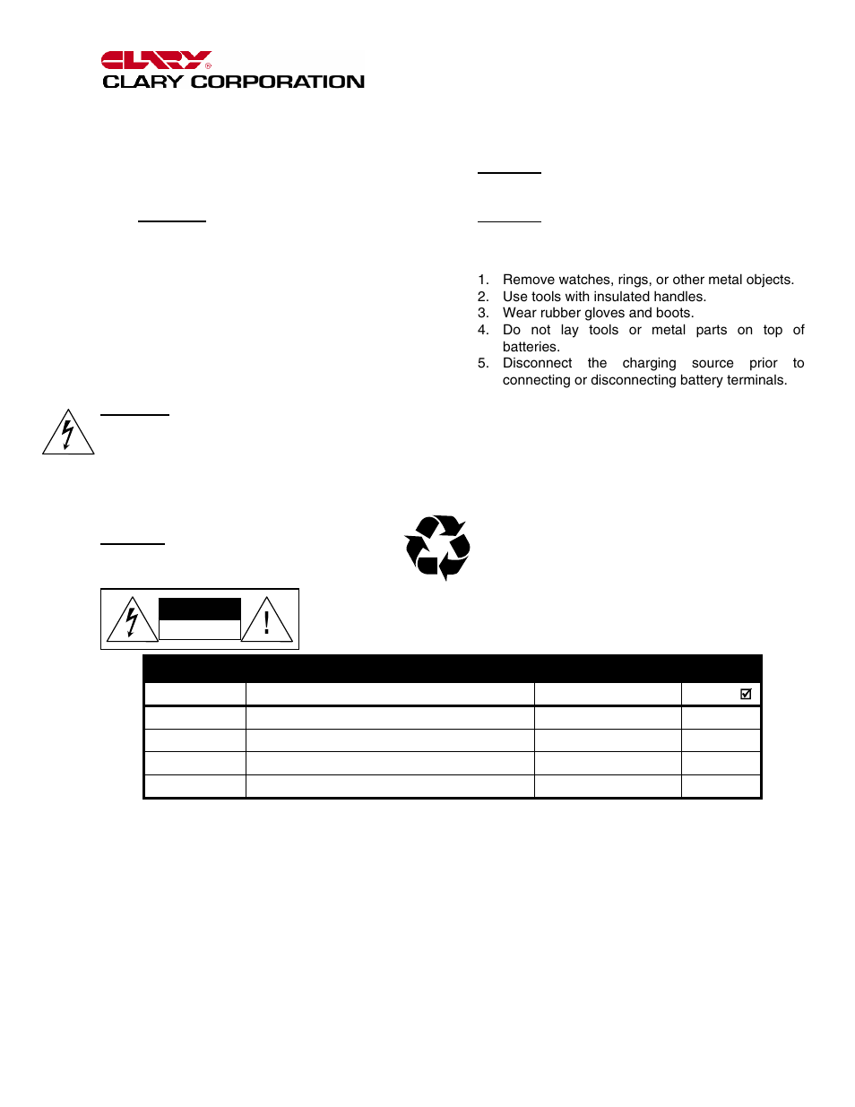 Care and maintenance | Clary GT Series User Manual | Page 17 / 19