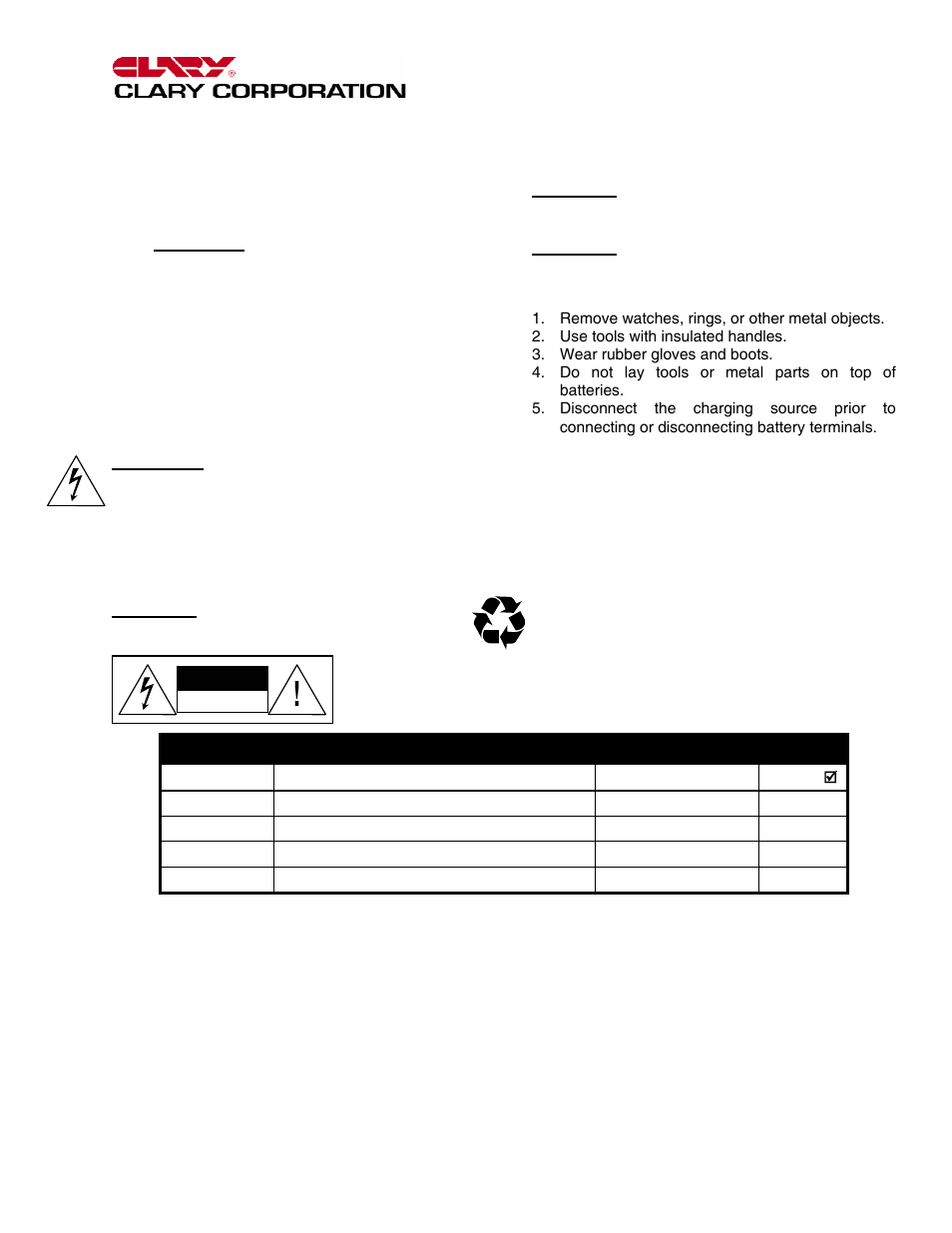 Care and maintenance | Clary S1500-601 User Manual | Page 15 / 17