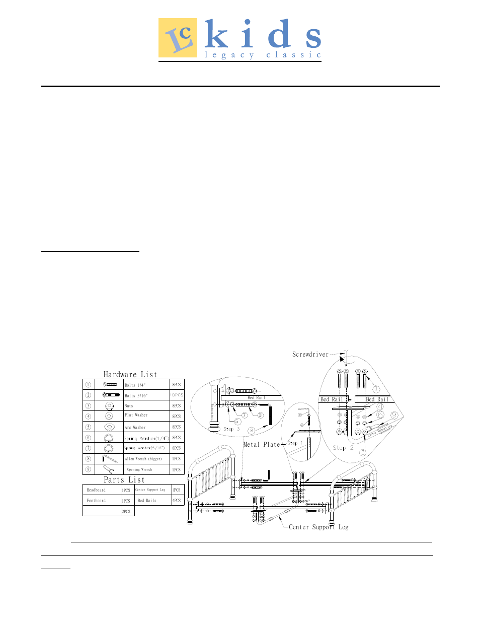 Legacy Classic Furniture Metal Bed Full 490-5004 User Manual | 1 page