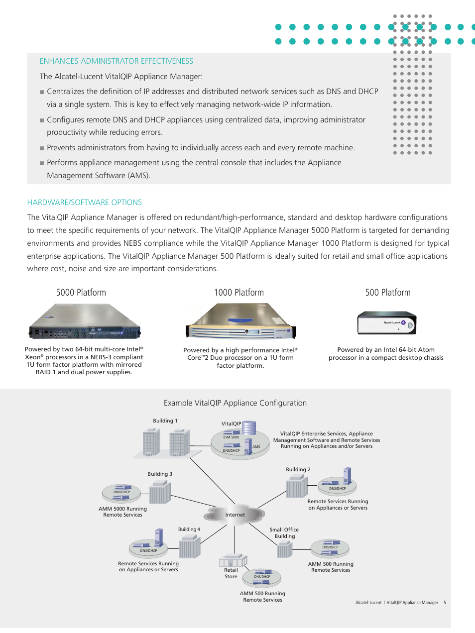 500 platform, Example vitalqip appliance configuration | Alcatel-Lucent VitalQIP 500 User Manual | Page 5 / 8