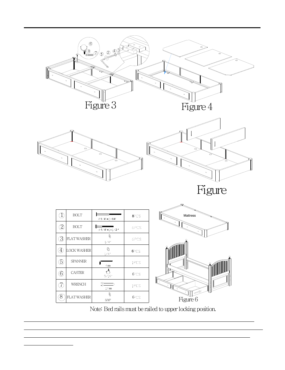 Figure 5, Figure 4 figure 3, Hardware list | Assembly instruction 9500 trundle/storage drawer, Figure 6 | Legacy Classic Furniture Trundle/Storage Drawer 2960-9500 User Manual | Page 2 / 2