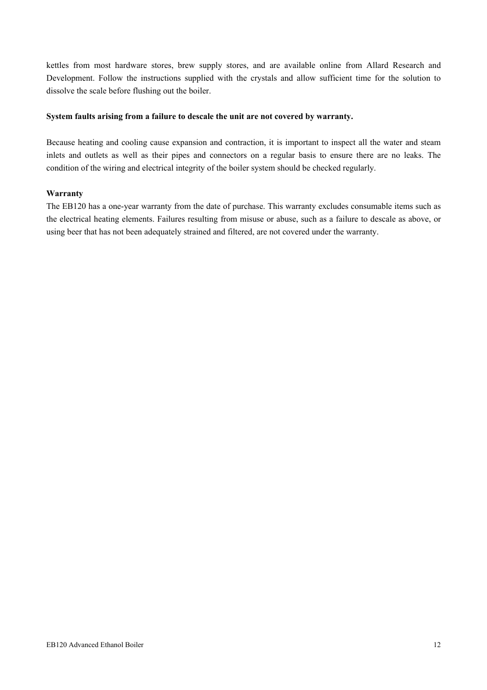 Allard EB120 User Manual | Page 12 / 12