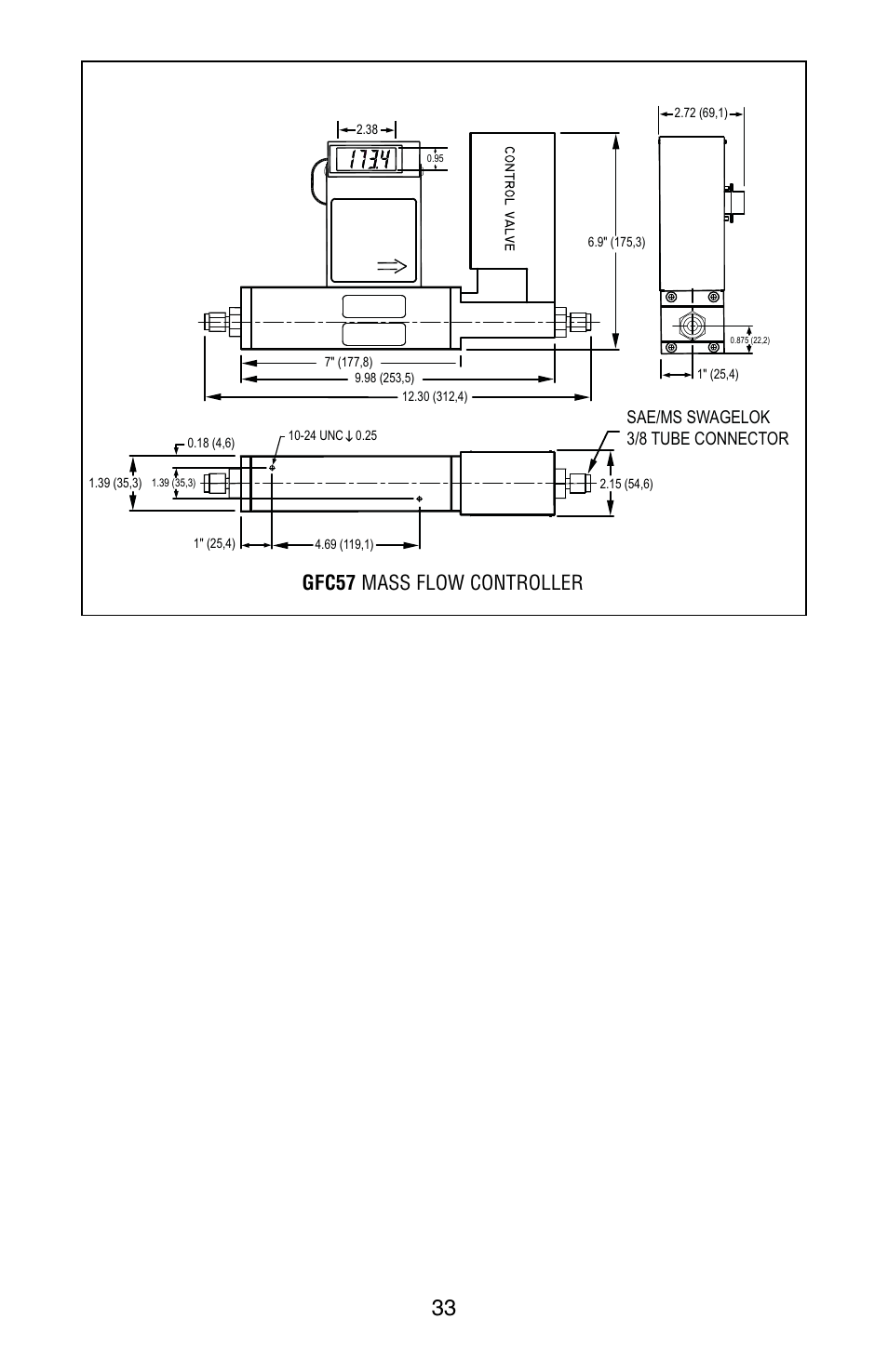 Gfc57 mass flow controller, Sae/ms swagelok 3/8 tube connector | Aalborg GFC User Manual | Page 37 / 40