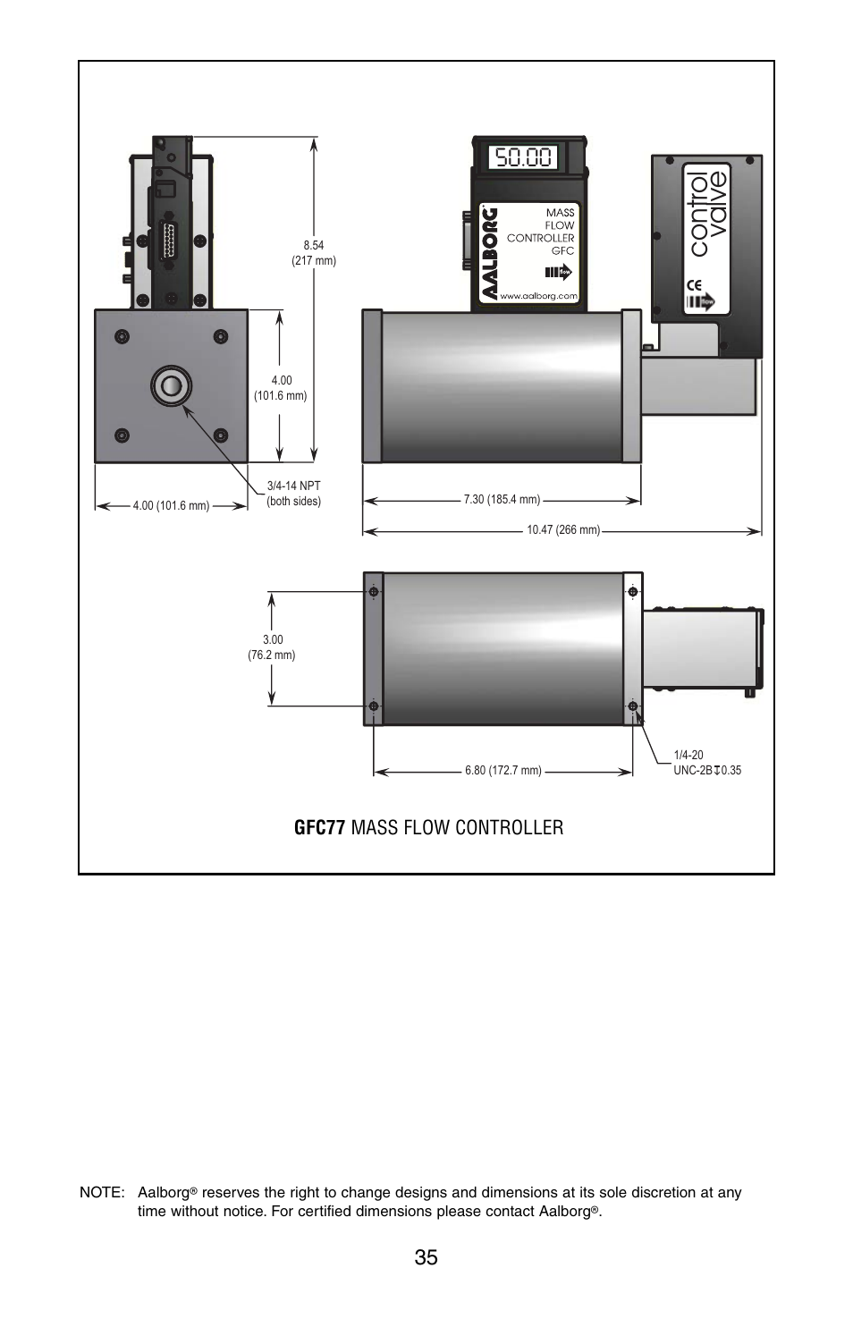 Control valve, Gfc77 mass flow controller | Aalborg GFC User Manual | Page 39 / 40