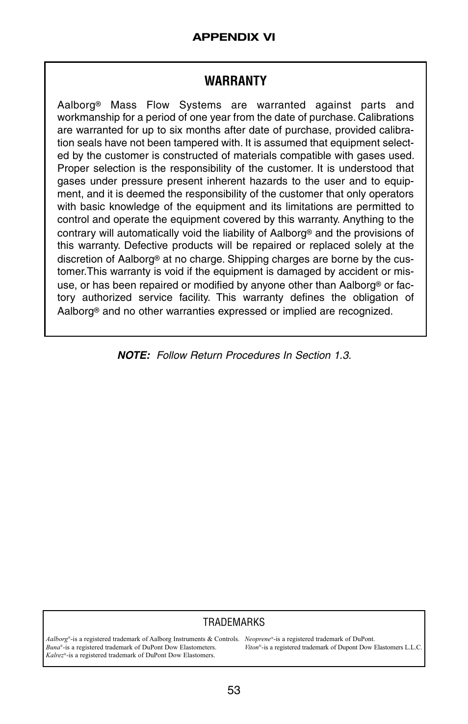 Warranty, Appendix vi | Aalborg XFM Digital User Manual | Page 56 / 56