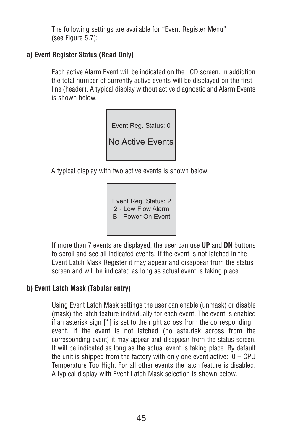 No active events | Aalborg TIO Totalizer I/O Flow Monitor/Controller User Manual | Page 49 / 98