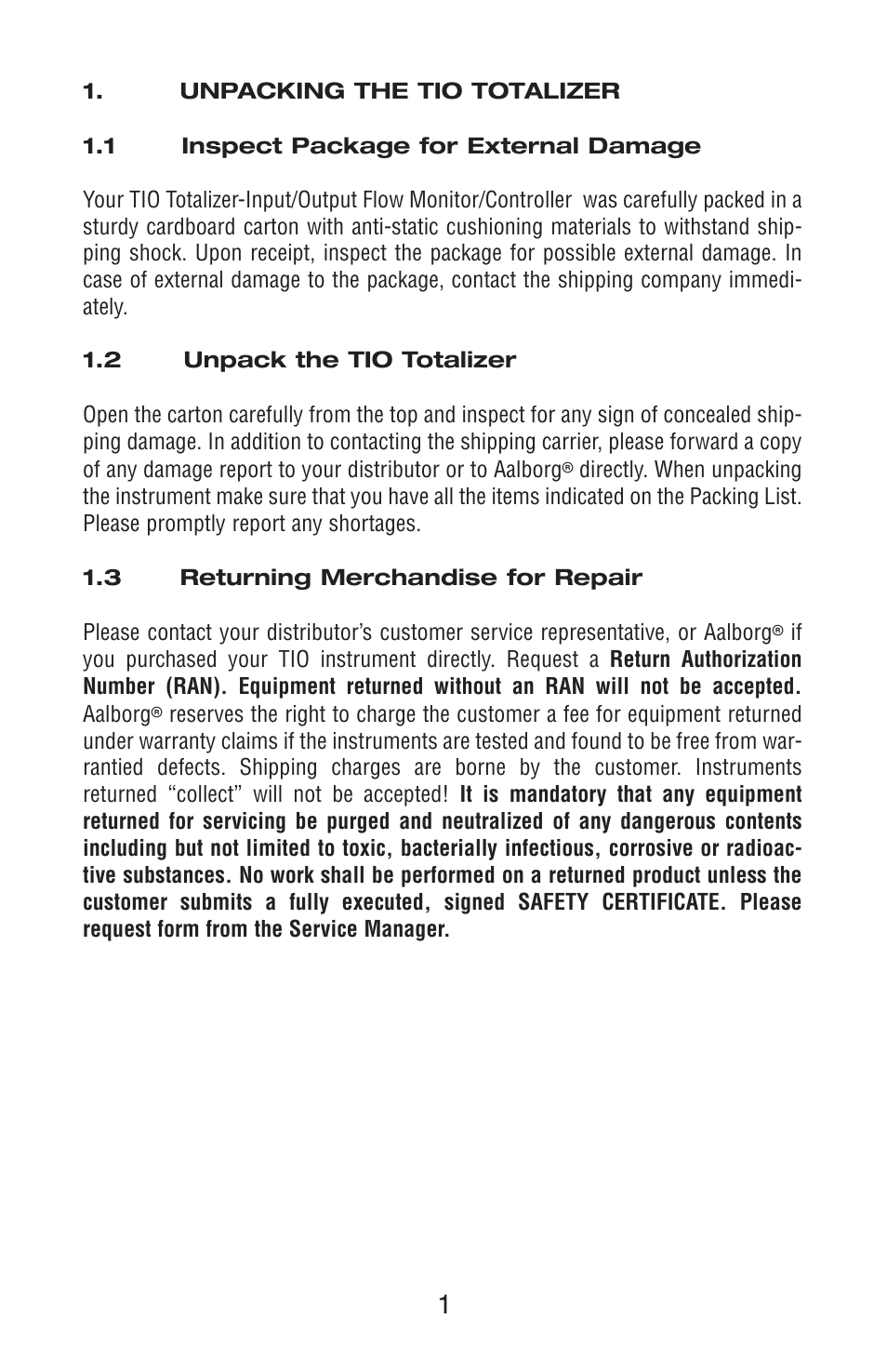 Aalborg TIO Totalizer I/O Flow Monitor/Controller User Manual | Page 5 / 98