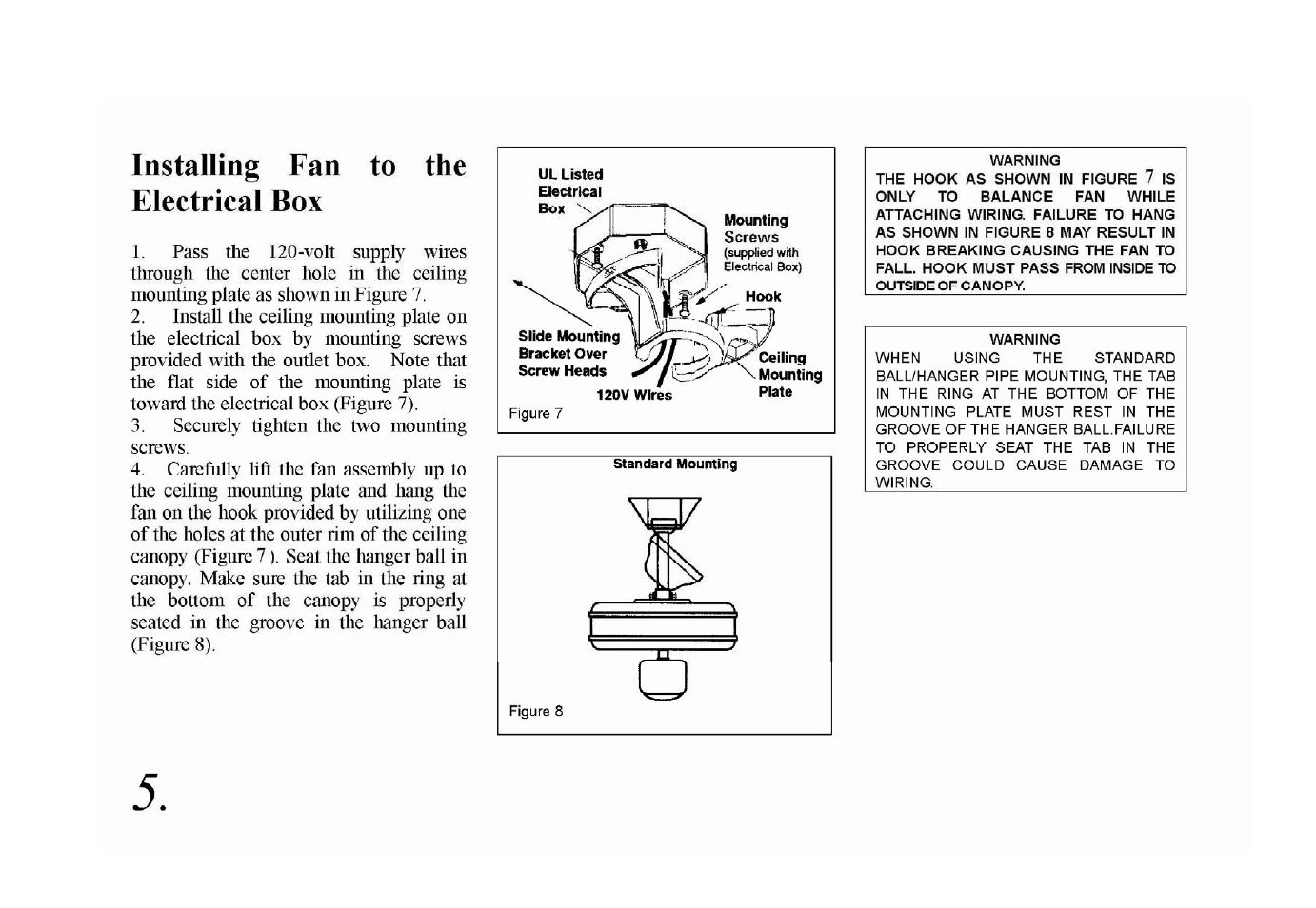Installing fan to the electrical box | Aero Mist 67014 User Manual | Page 7 / 11