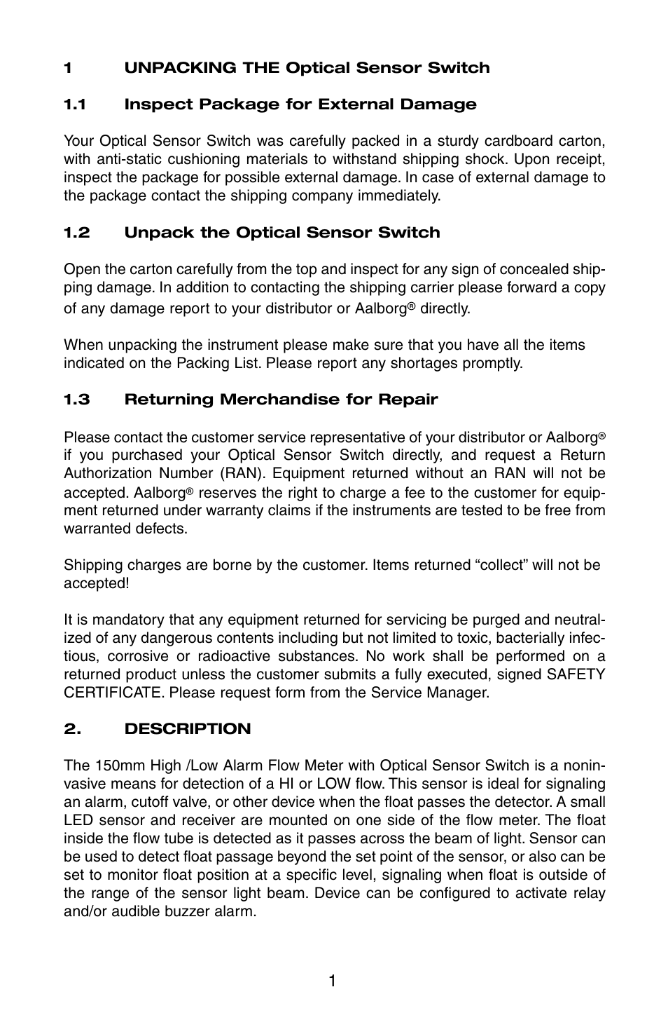 Aalborg OSS-2 Optical User Manual | Page 4 / 12