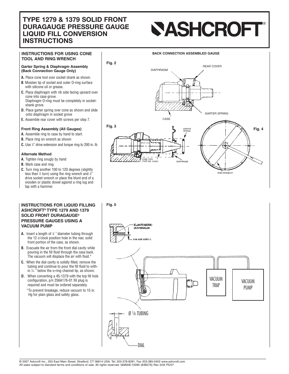 Vacuum trap ø, Tubing dial vacuum pump | Ashcroft 2462 - Receiver Gauges User Manual | Page 2 / 2