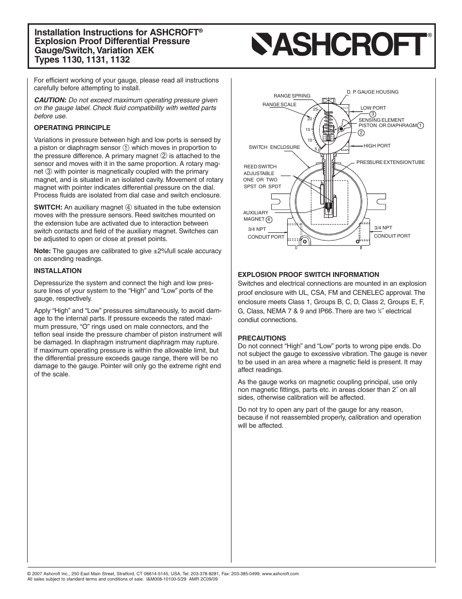 Ashcroft 1132 - Differential Pressure Gauge User Manual | 2 pages
