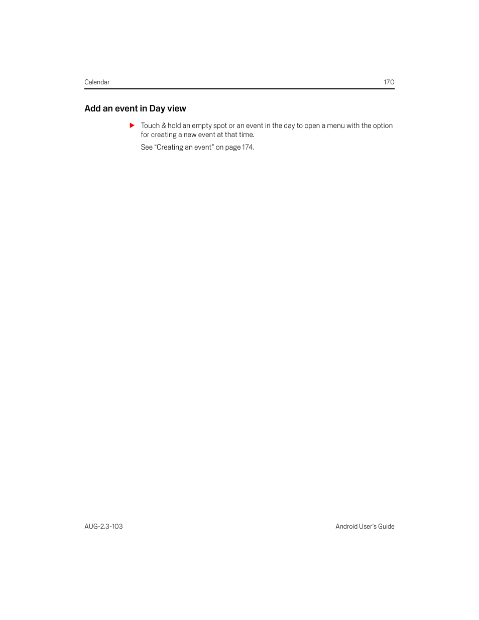 Add an event in day view | Samsung Android 2.3 User Manual | Page 170 / 380