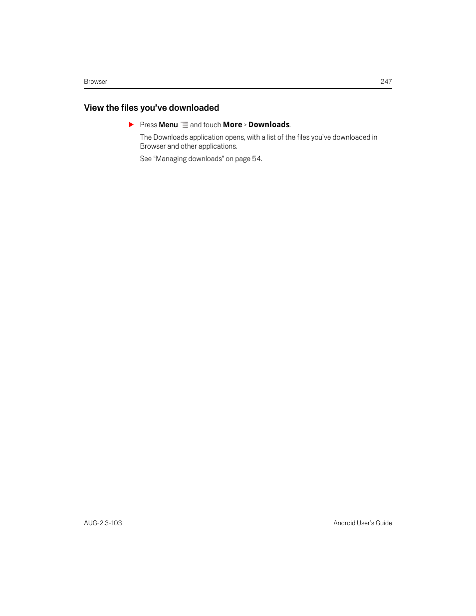 View the files you’ve downloaded | Samsung Android 2.3 User Manual | Page 247 / 380