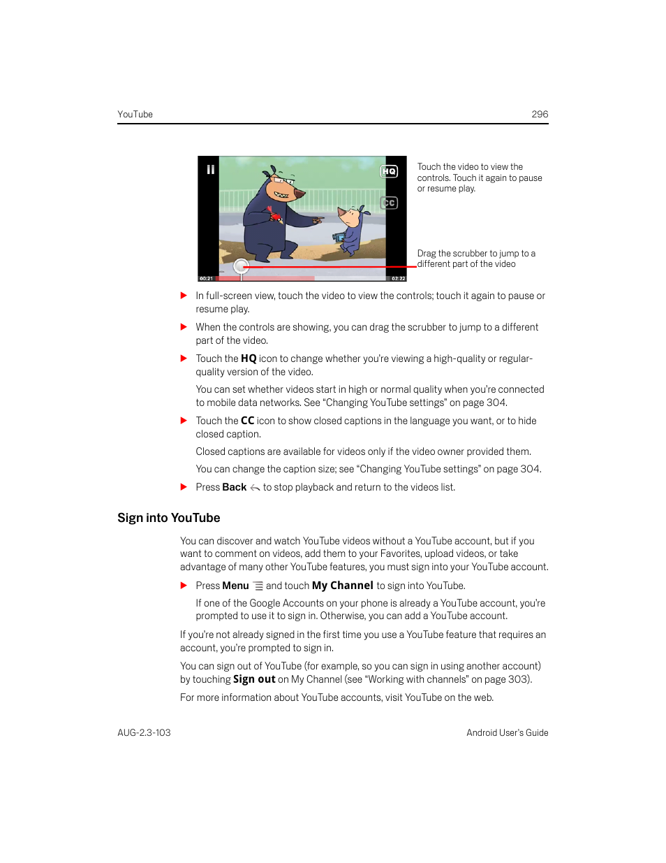 Sign into youtube | Samsung Android 2.3 User Manual | Page 296 / 380