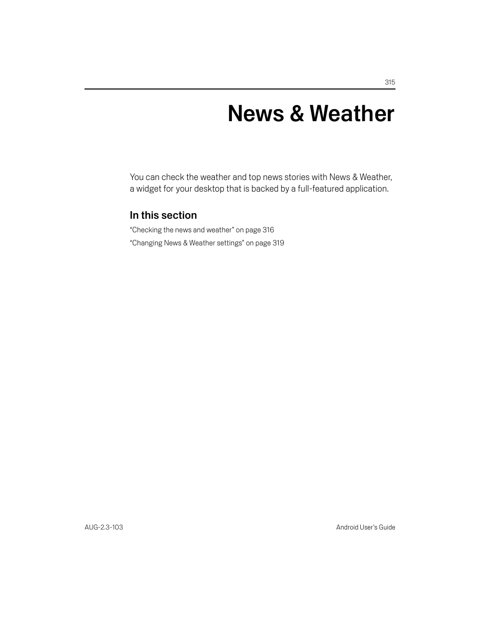 News & weather, News & weather 315 | Samsung Android 2.3 User Manual | Page 315 / 380