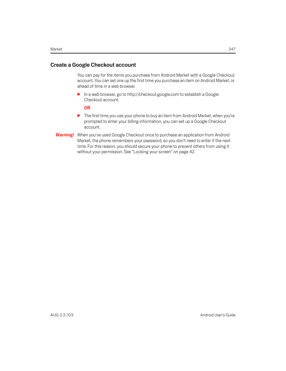 Create a google checkout account | Samsung Android 2.3 User Manual | Page 347 / 380