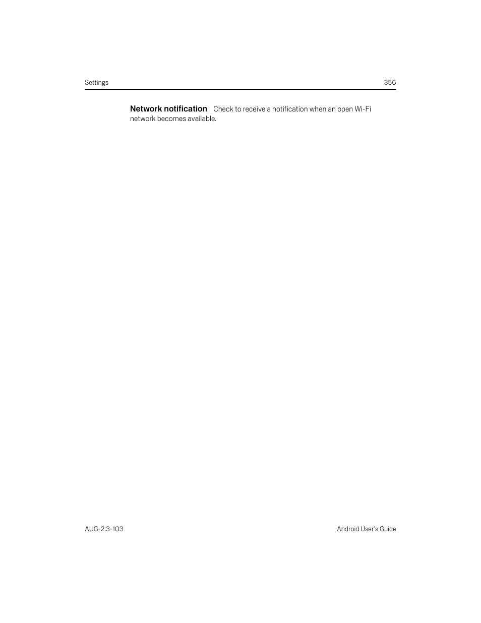 Network notification | Samsung Android 2.3 User Manual | Page 356 / 380