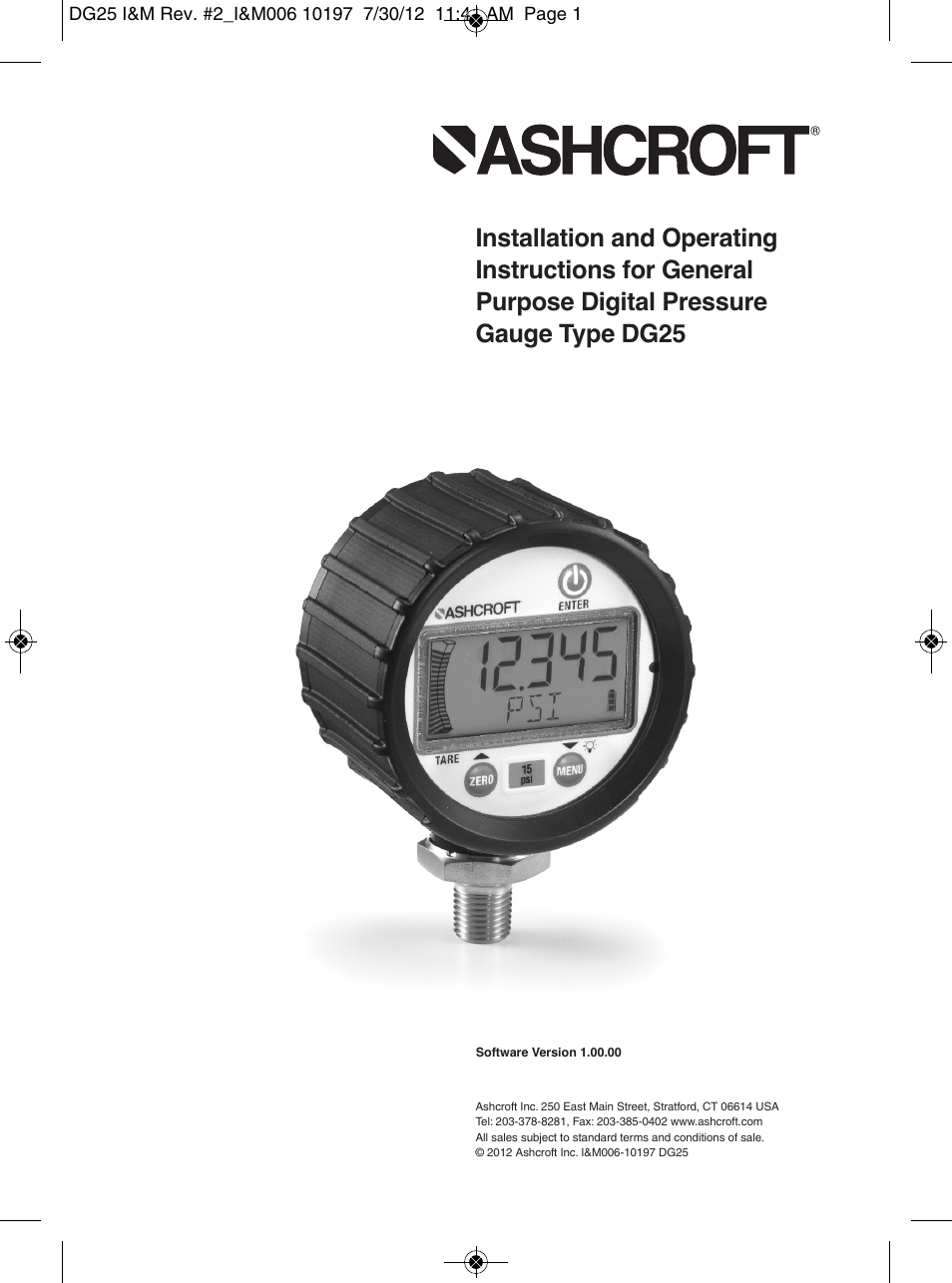 Ashcroft DG25 General Purpose Digital Gauge User Manual | 16 pages