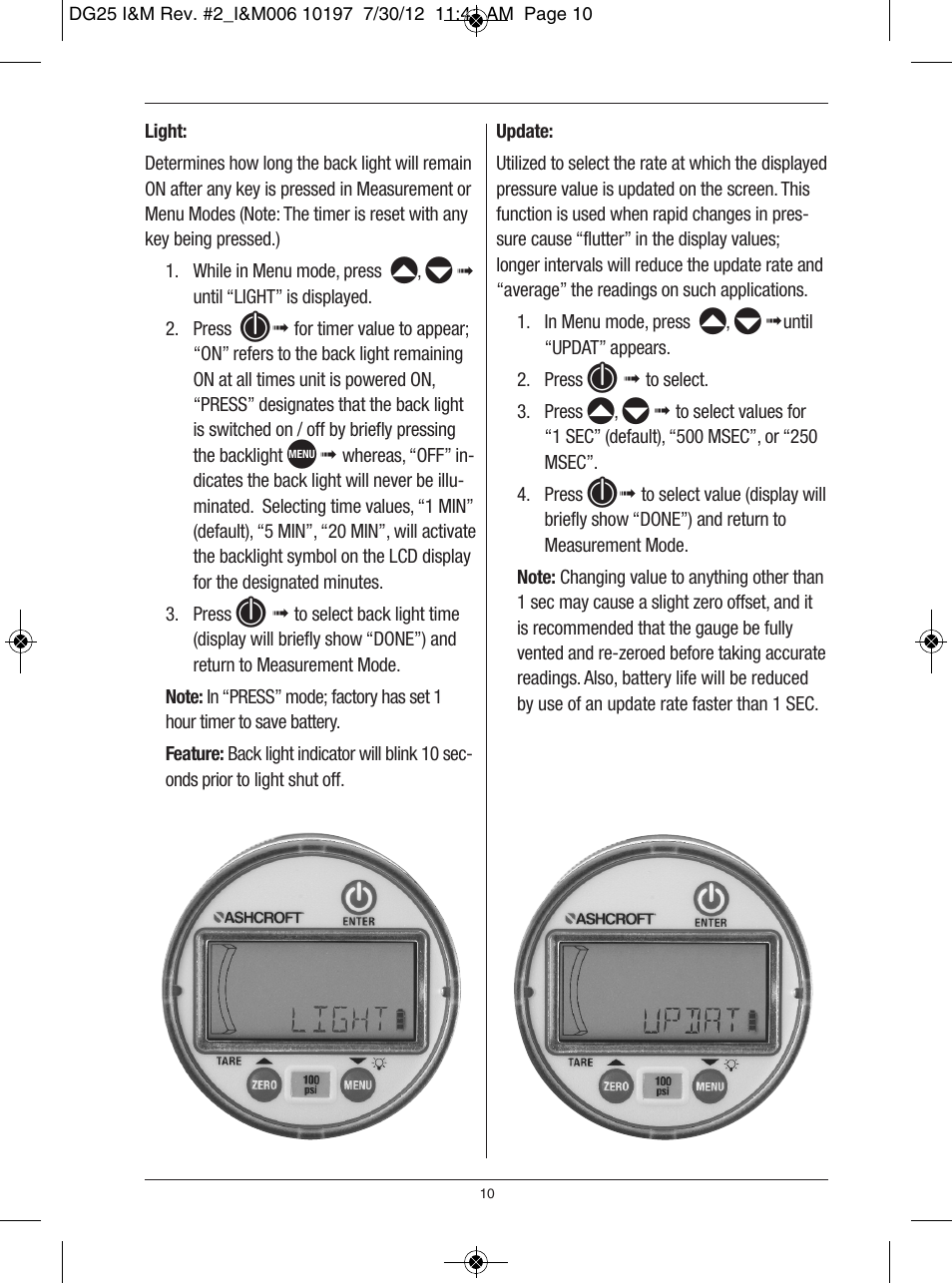 Ashcroft DG25 General Purpose Digital Gauge User Manual | Page 10 / 16