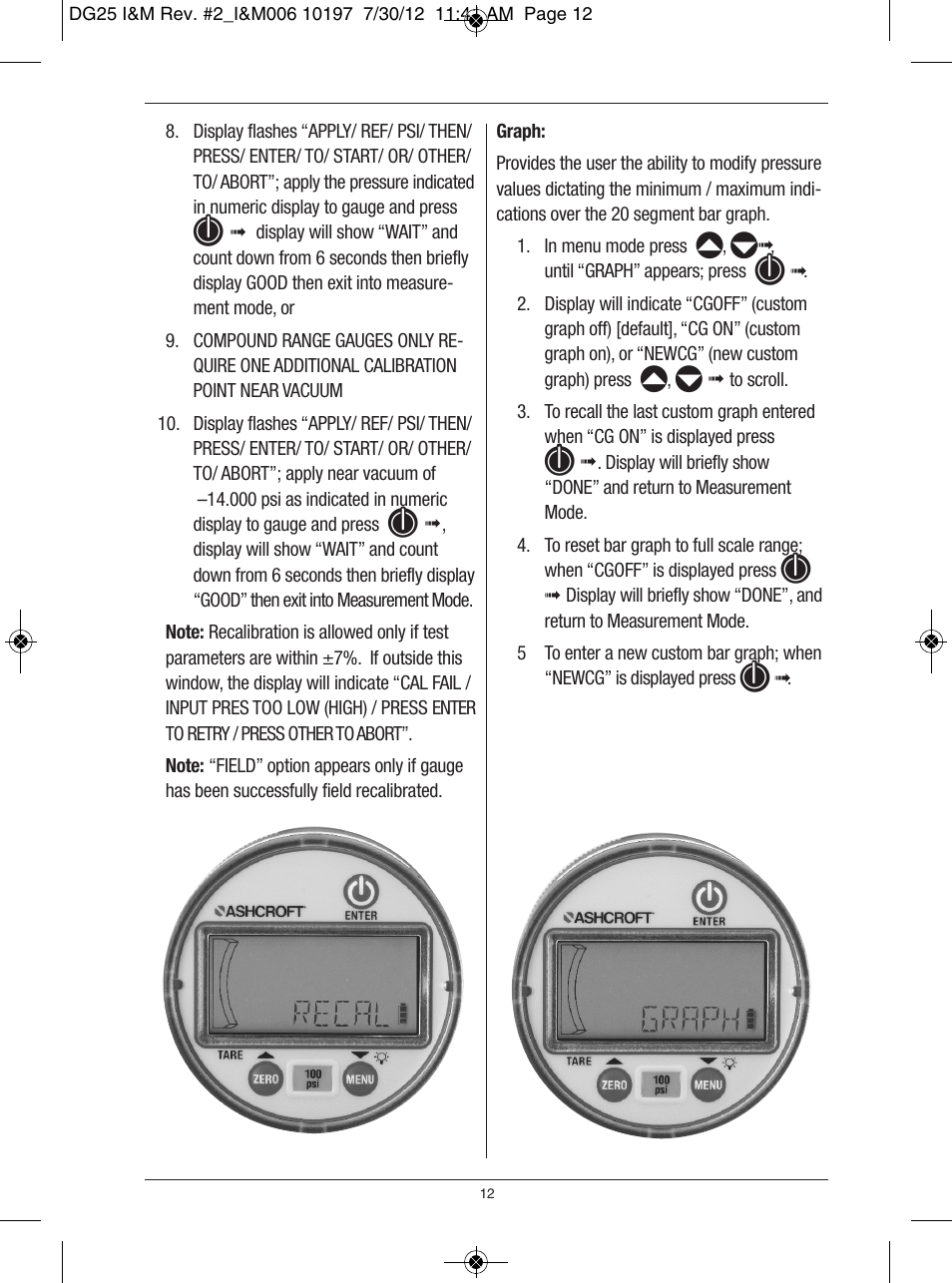 Ashcroft DG25 General Purpose Digital Gauge User Manual | Page 12 / 16