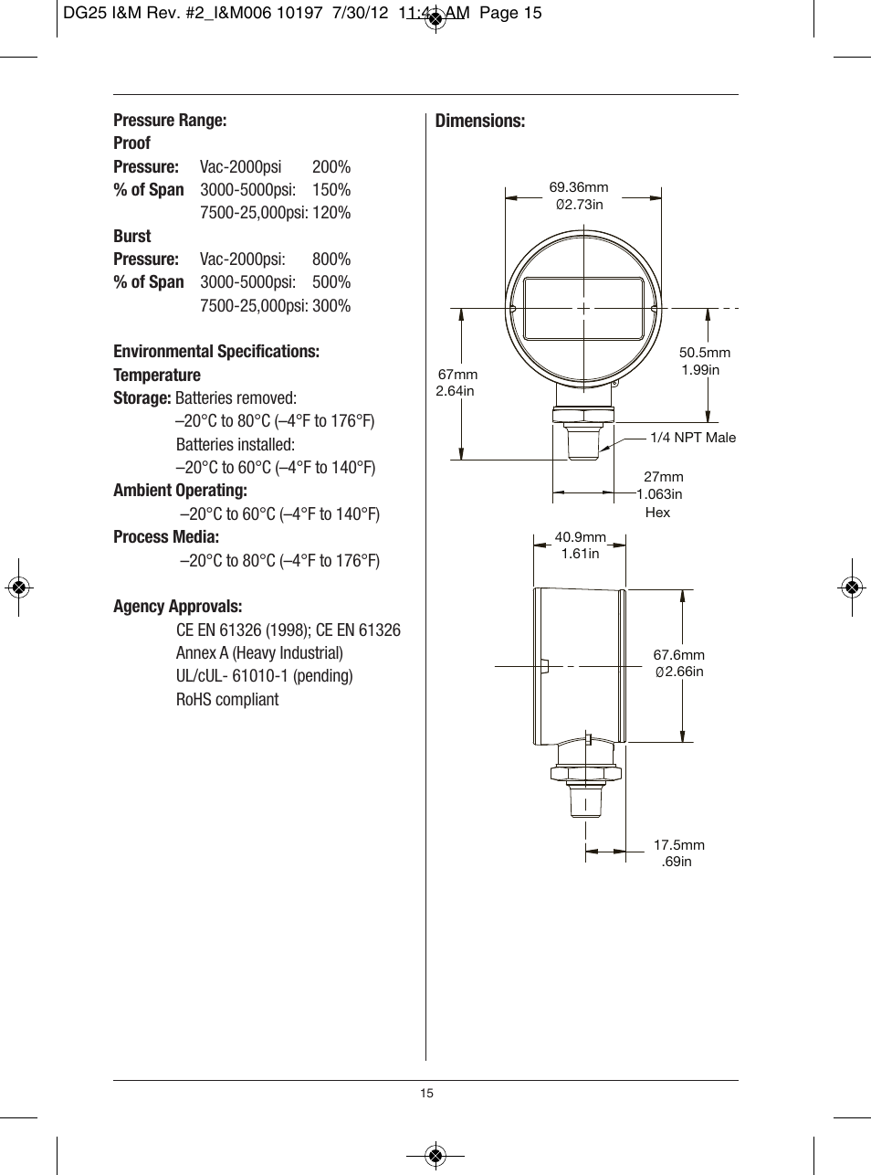 Ashcroft DG25 General Purpose Digital Gauge User Manual | Page 15 / 16