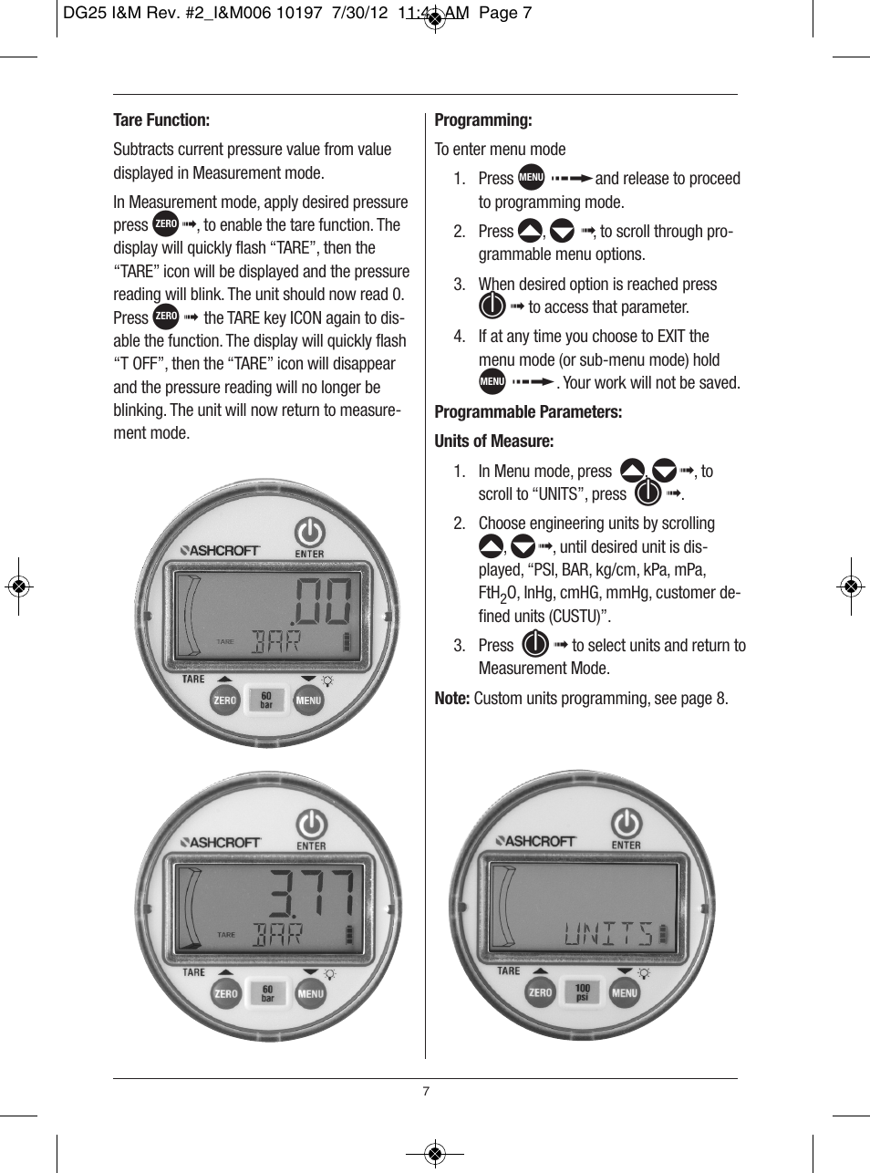 Ashcroft DG25 General Purpose Digital Gauge User Manual | Page 7 / 16