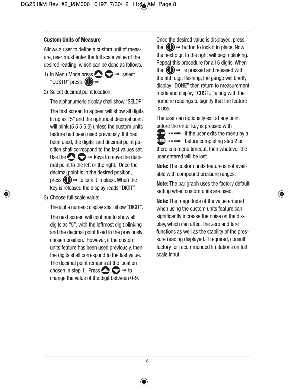 Ashcroft DG25 General Purpose Digital Gauge User Manual | Page 8 / 16