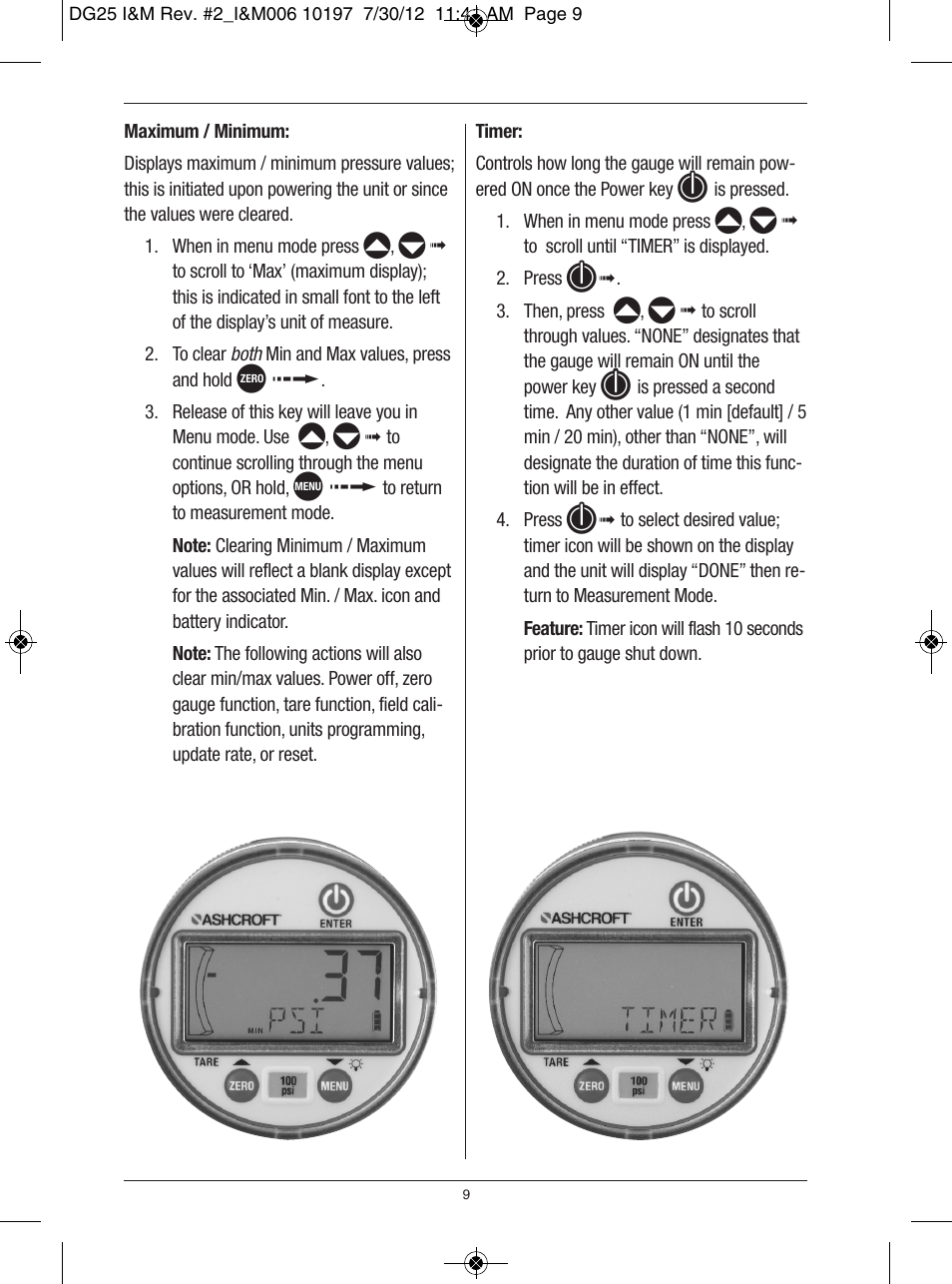 Ashcroft DG25 General Purpose Digital Gauge User Manual | Page 9 / 16