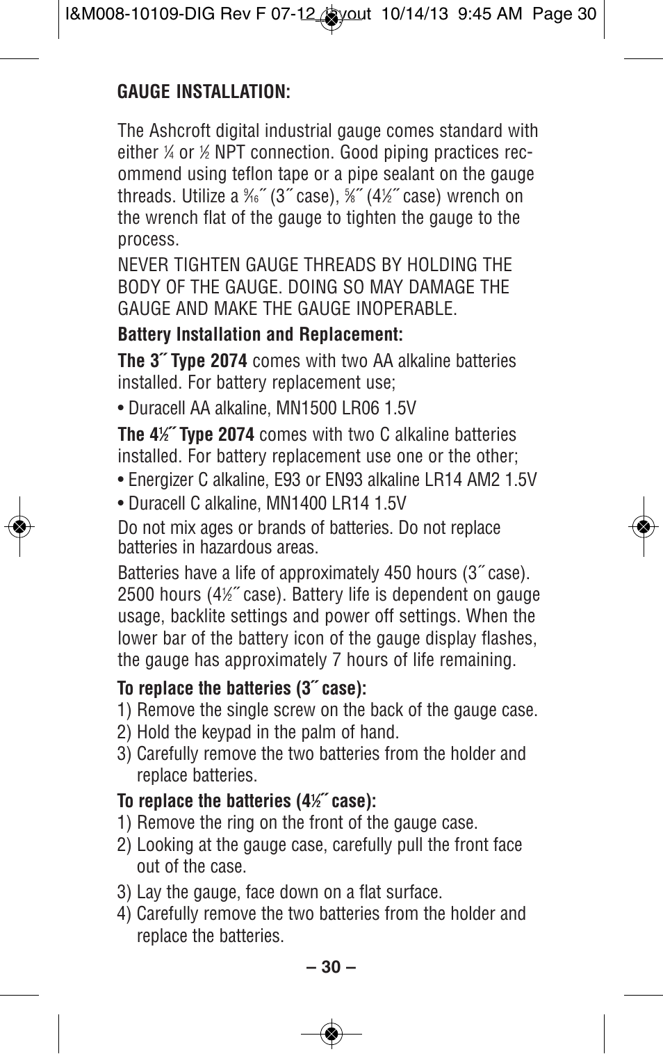 Ashcroft 2274 Digital Industrial Gauge User Manual | Page 30 / 32