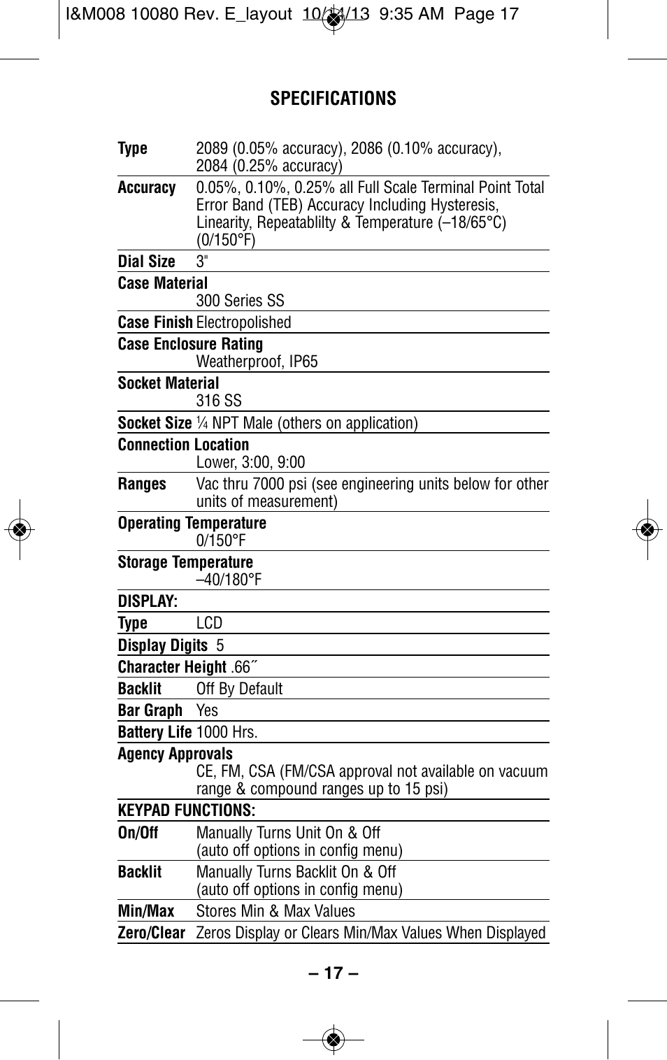 Ashcroft 2089 Precision Digital Test Gauge User Manual | Page 17 / 20