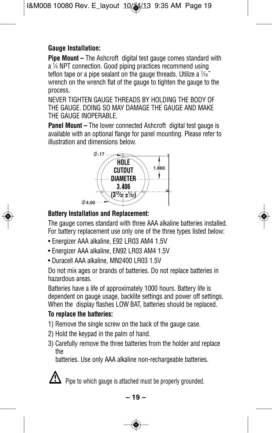 Ashcroft 2089 Precision Digital Test Gauge User Manual | Page 19 / 20