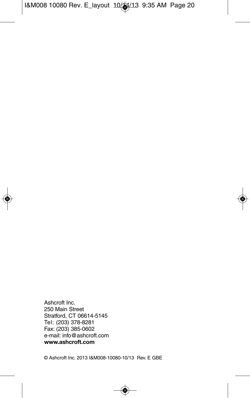 Ashcroft 2089 Precision Digital Test Gauge User Manual | Page 20 / 20