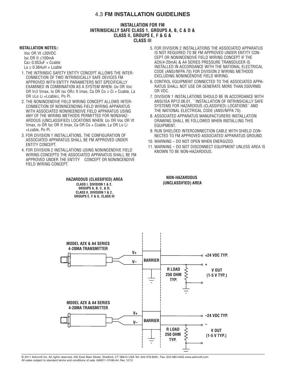 3 fm installation guidelines | Ashcroft A4 - Pressure Transmitter User Manual | Page 2 / 6