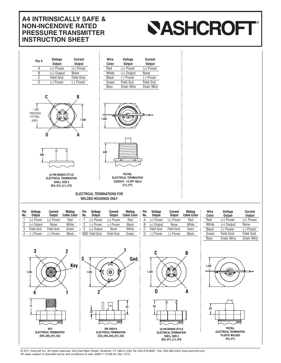 Ashcroft A4 - Pressure Transmitter User Manual | Page 5 / 6