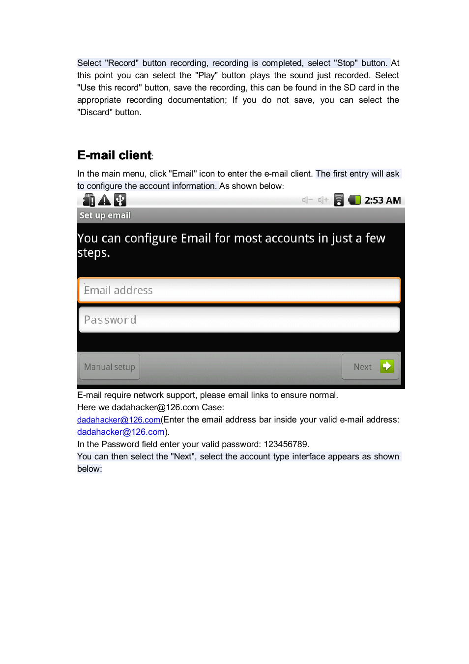 E-mail, E-mail e-mail client client client client | Android MID M701 User Manual | Page 21 / 32