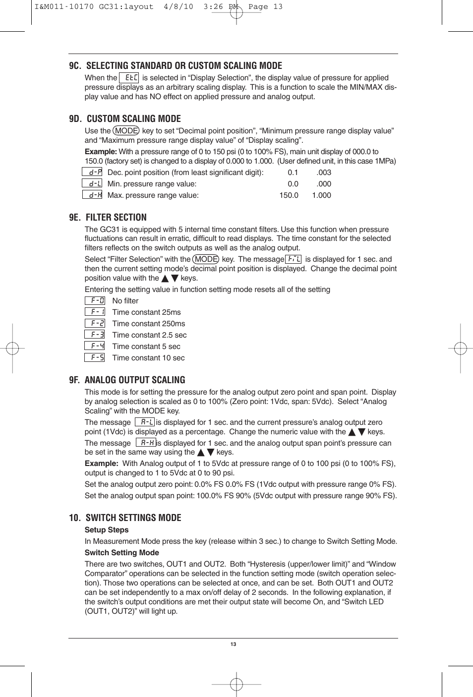 Ashcroft GC31 - Digital Pressure Sensor User Manual | Page 13 / 20