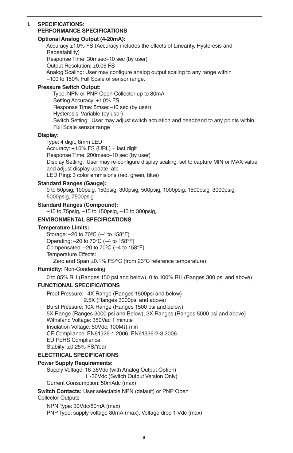 Ashcroft GC35 - Pressure Sensor User Manual | Page 5 / 20