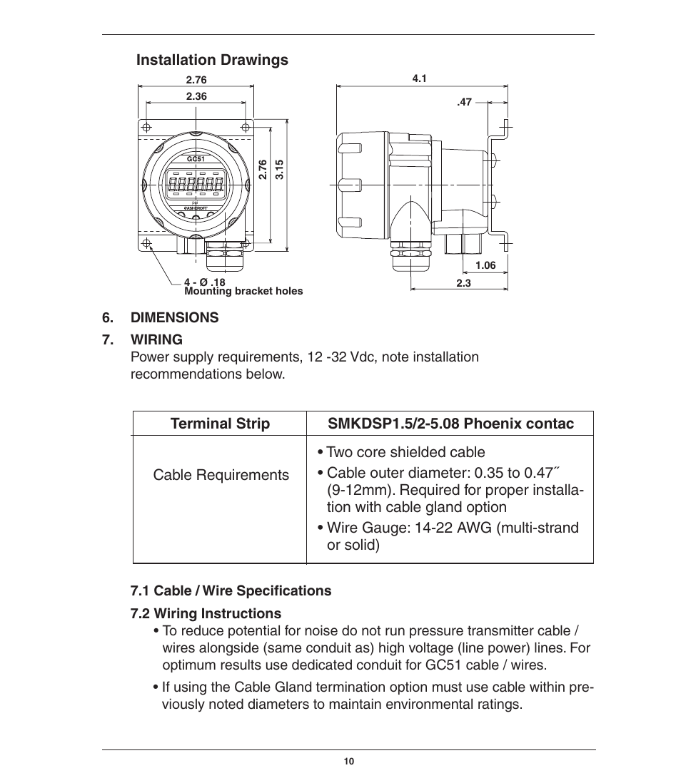 Installation drawings | Ashcroft GC51 - Industrial Rangeable Pressure Transmitter User Manual | Page 10 / 32