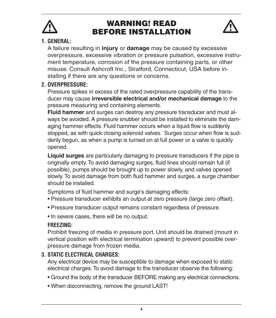 Ashcroft GC51 - Industrial Rangeable Pressure Transmitter User Manual | Page 4 / 32