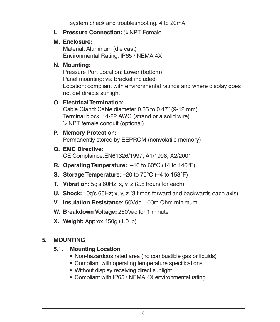 Ashcroft GC51 - Industrial Rangeable Pressure Transmitter User Manual | Page 8 / 32