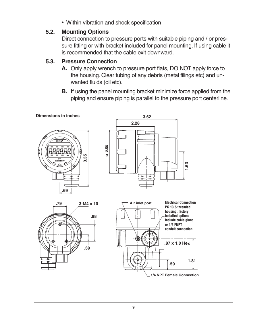 Ashcroft GC51 - Industrial Rangeable Pressure Transmitter User Manual | Page 9 / 32