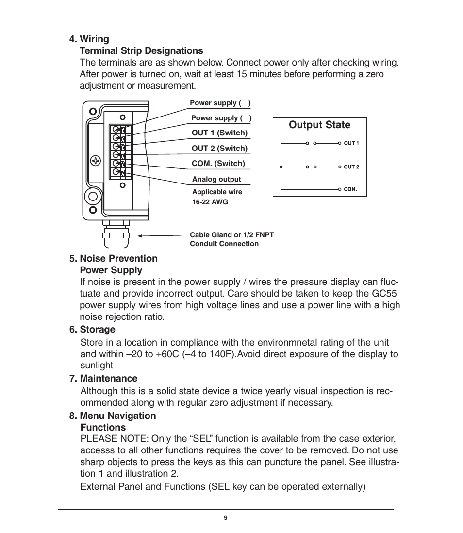 Output state | Ashcroft GC55 - Differential Pressure Transducer with Digital Display User Manual | Page 9 / 24