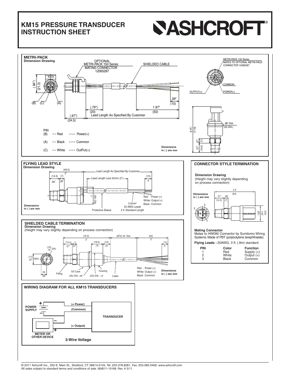 Km15 pressure transducer instruction sheet | Ashcroft KM15 - Compact Pressure Transducer User Manual | Page 2 / 2